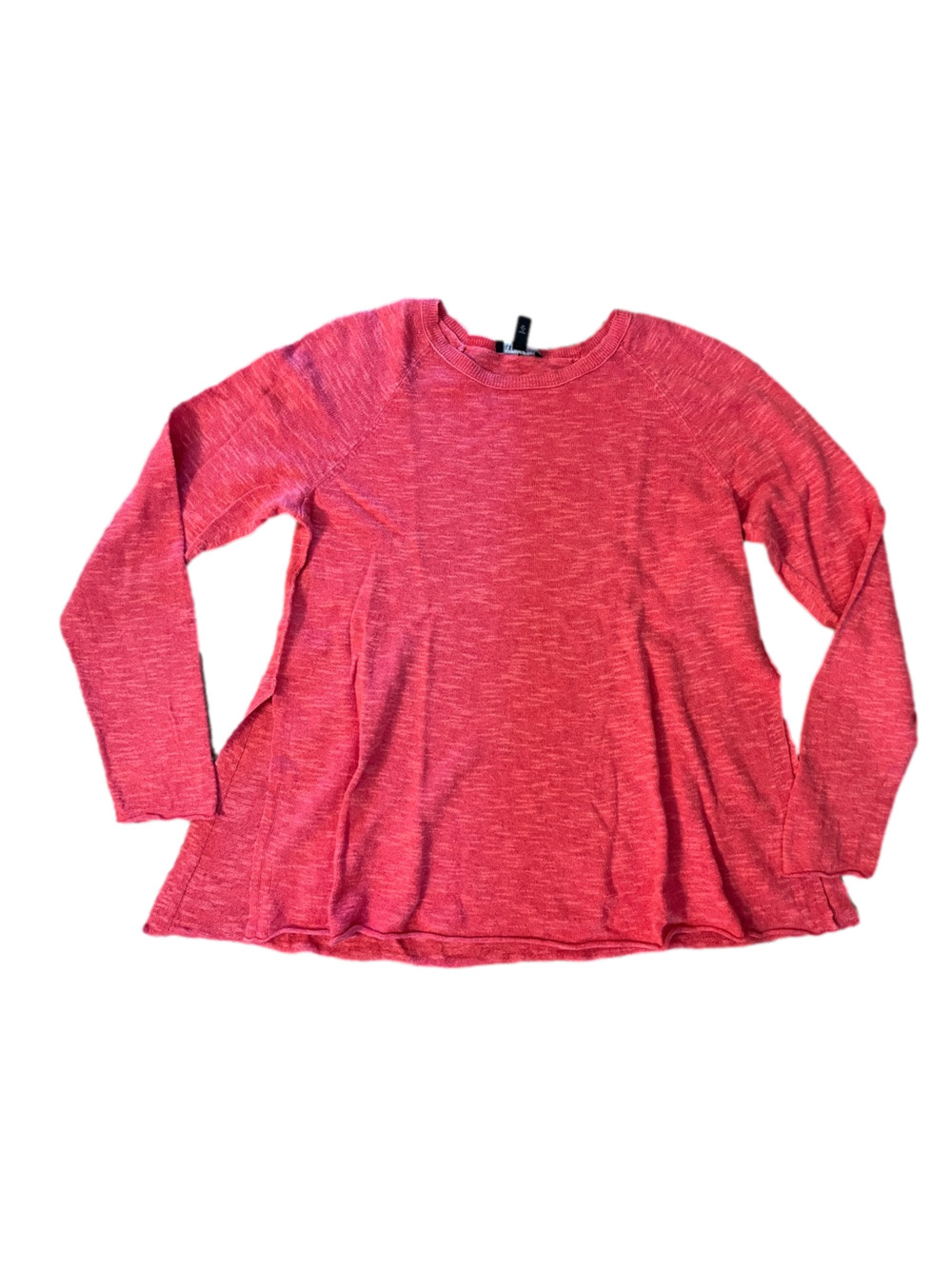 Eileen Fisher Organic Linen Cotton Slub Knit Pullover Sweater Coral Pink Small